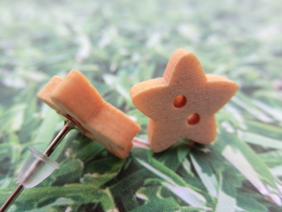 Stern Knopf Ohrstecker Nacht Himmel Holz Button